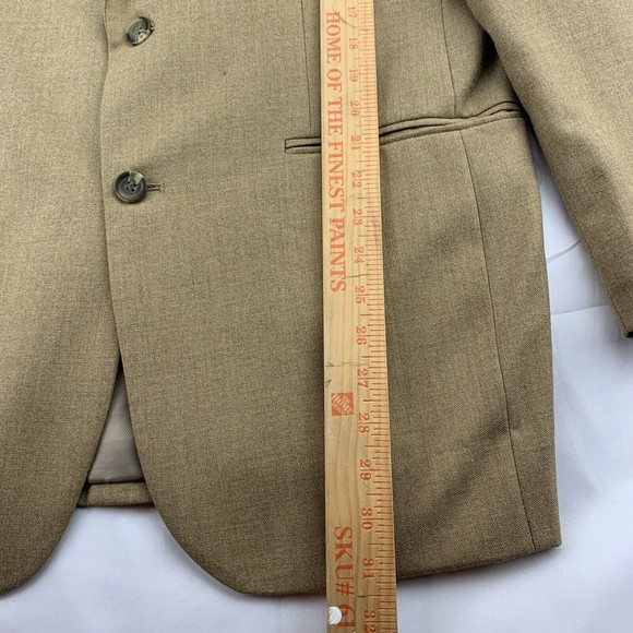 Andrew Fezza Mens Blazer 40R Brown Tan Polyester Sport Coat 2 Button Jacket - Picture 7 of 9